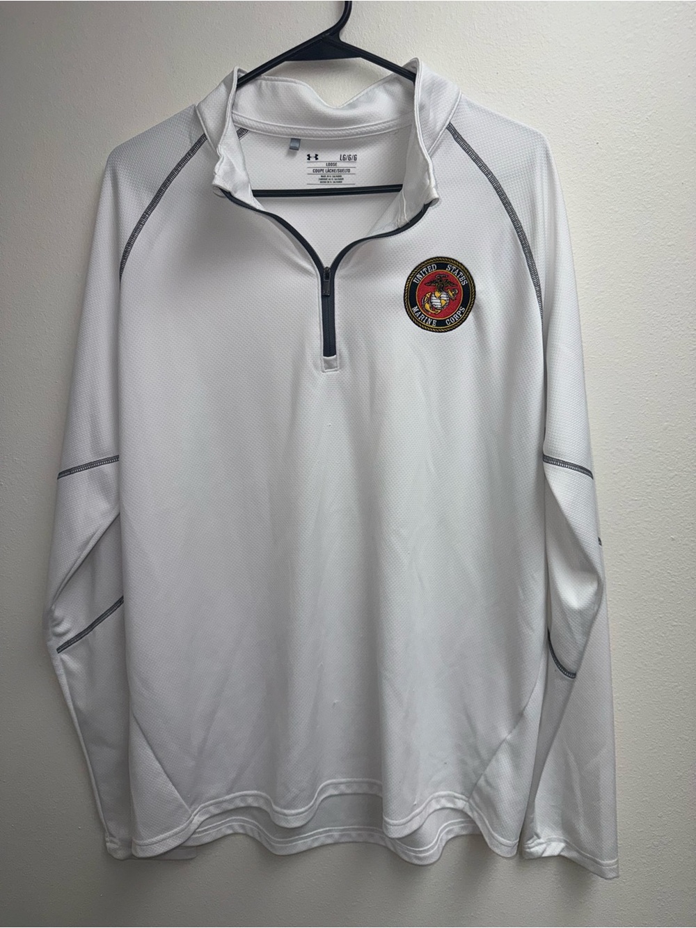 Under Armour White Men’s Quarter-Zip USMC Performance Pullover